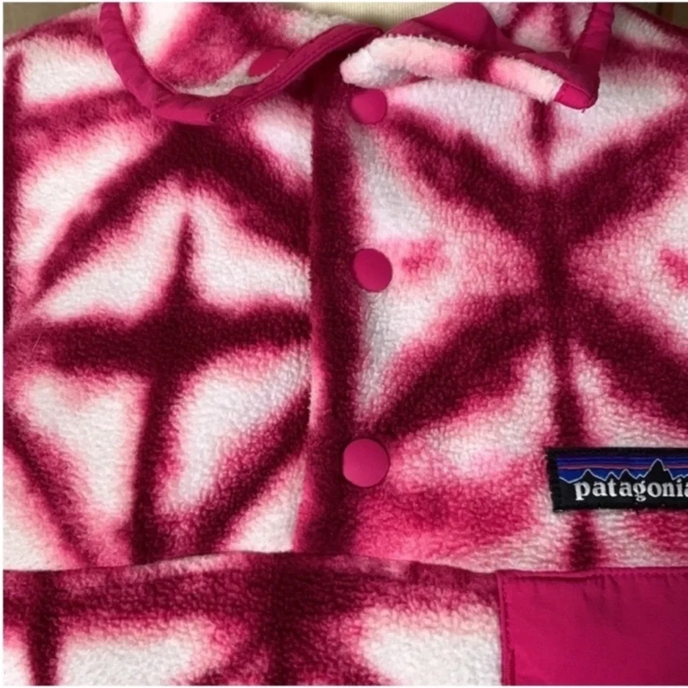Patagonia T-Snap Pink tie-dye Synchilla Shibori Fleece pullover jacket Medium